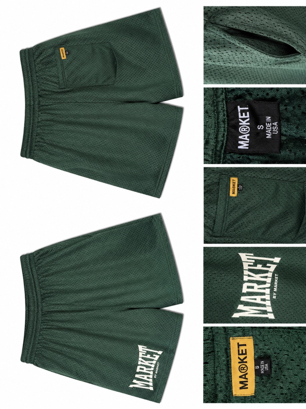 MARKET Mesh Shorts – Forest Green – Size S